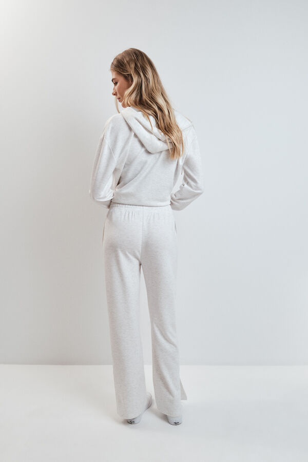 Dash and Stars Cal&ccedil;as compridas largas em viscose suave cinza cinzento