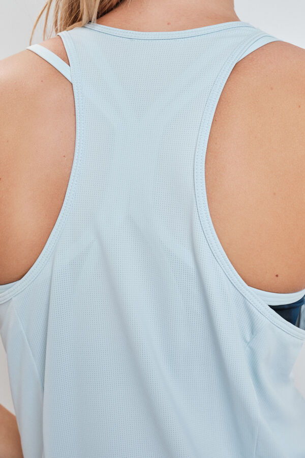 Dash and Stars T-shirt perfurada em microfibra azul azul