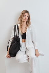 Dash and Stars Cal&ccedil;as compridas largas em viscose suave cinza cinzento