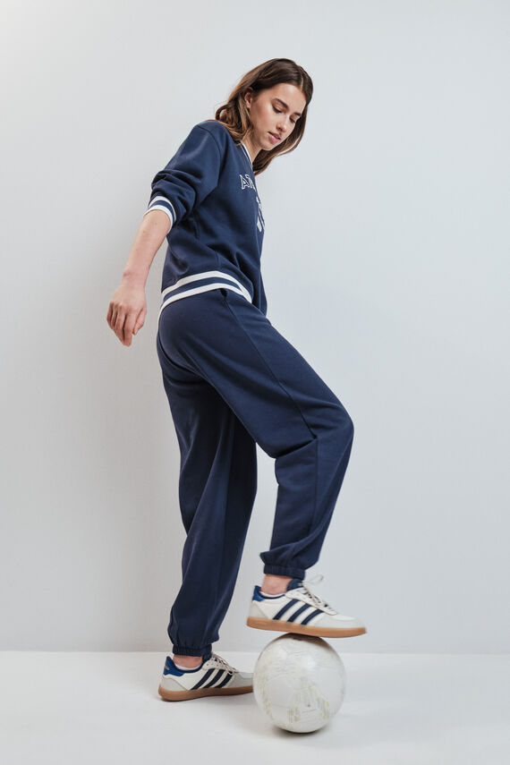 Pantalón recto felpa azul