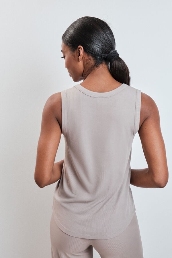 Dash and Stars T-shirt de al&ccedil;as canelada bege cru