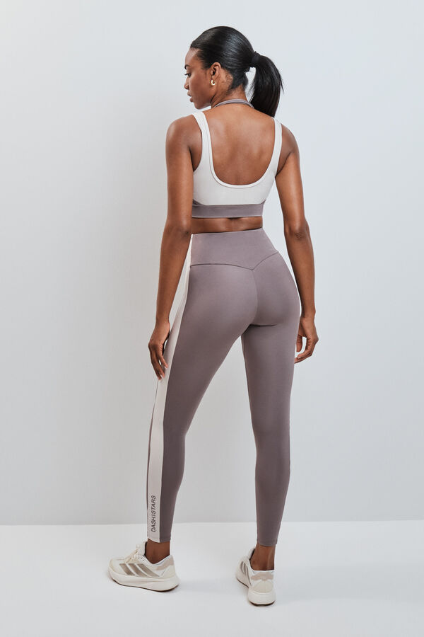 Dash and Stars Leggings compridos 4D STRETCH contraste marrom cru