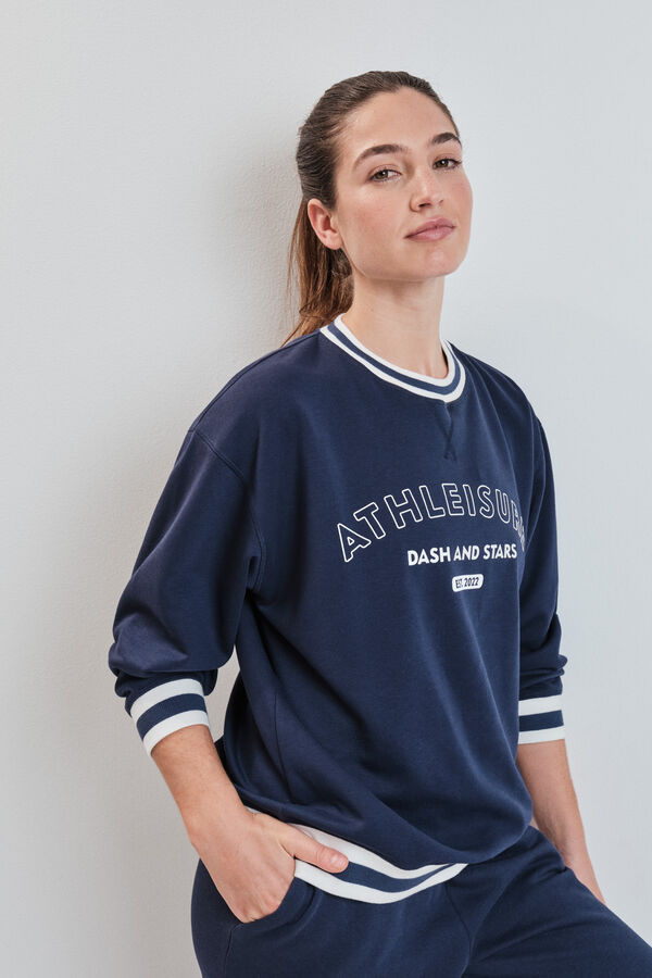 Dash and Stars Sweatshirt college em molet&atilde;o azul azul