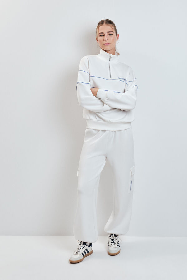 Dash and Stars Casaco gola alta com fecho-&eacute;clair branco beige