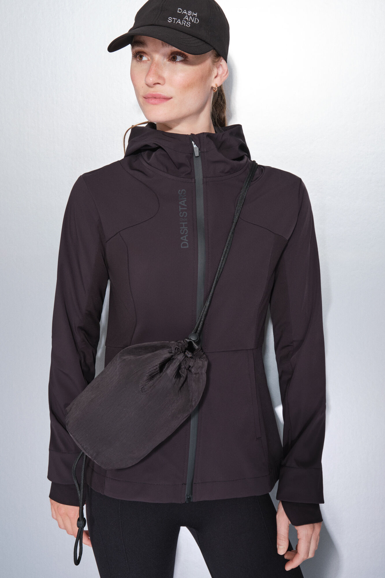 Dash and Stars Mini bolso bandolera nylon negro satinado