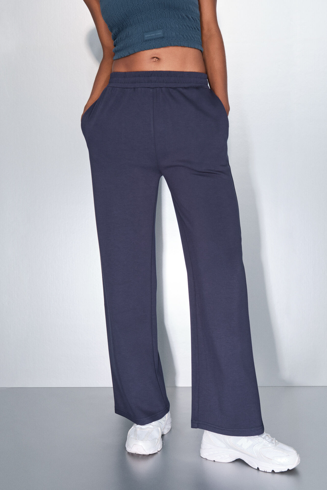 Dash and Stars Cal&ccedil;a retas de perna larga azul escuro