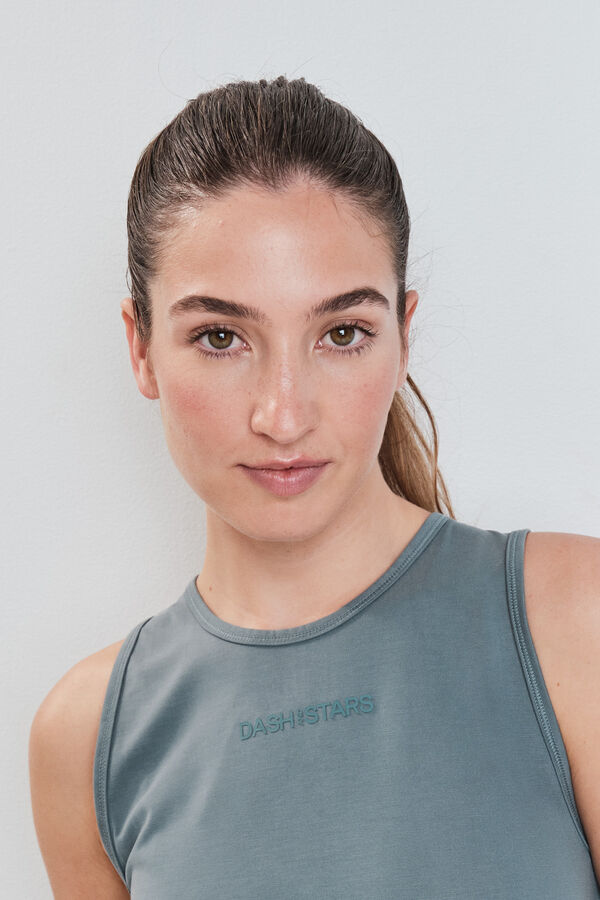 Dash and Stars T-shirt sem mangas soft touch verde verde