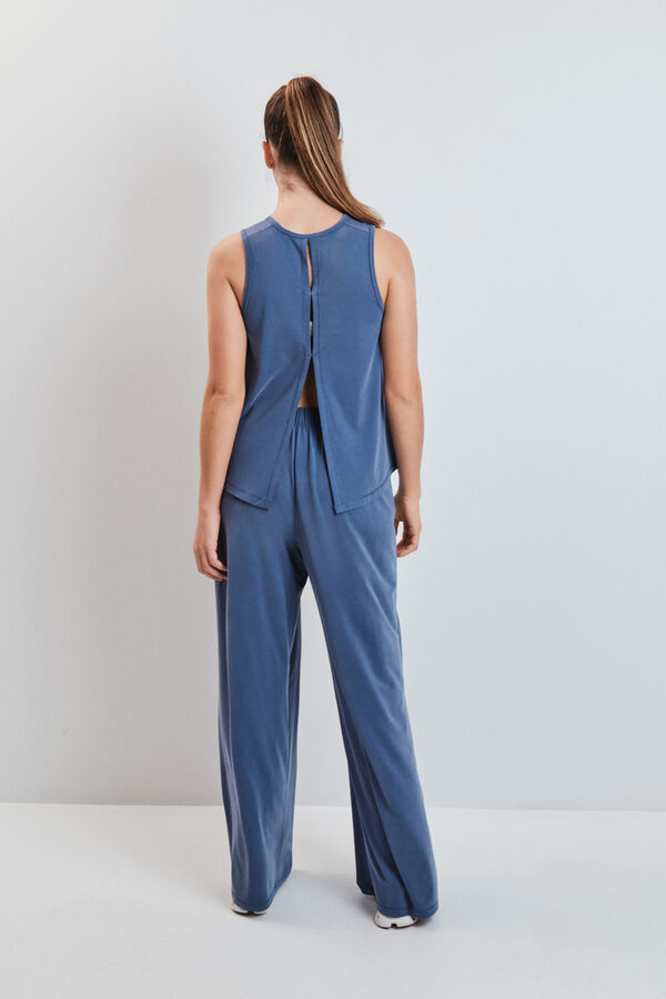 Dash and Stars Cal&ccedil;a comprida palazzo soft touch azul azul