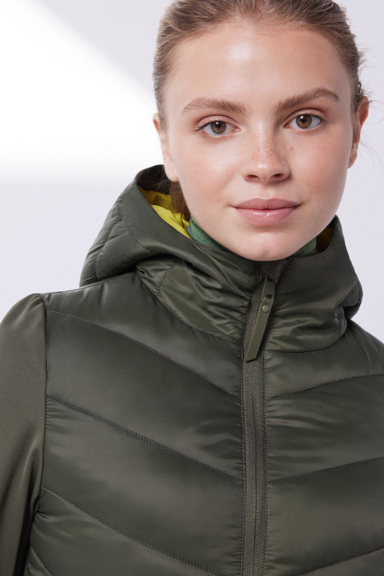 Khaki technical quilted jacket Women's jackets Cortefiel