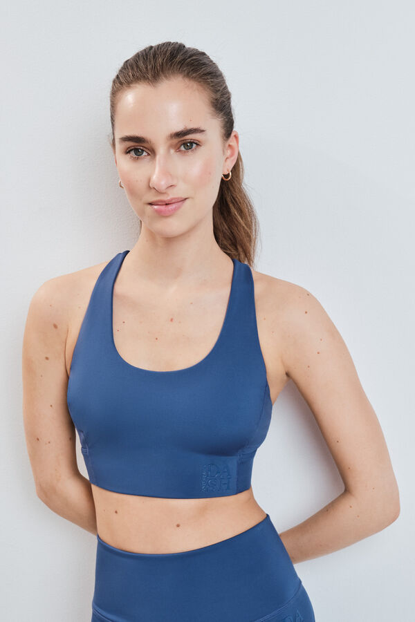 Dash and Stars Blue sports 4D Stretch bra blue
