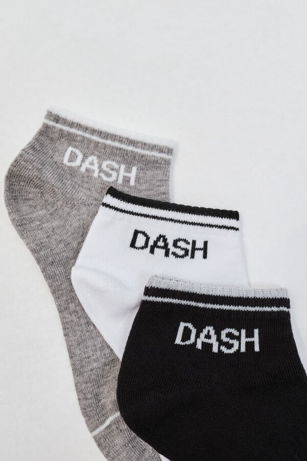 Dash and Stars Pack 3 meias curtas em algod&atilde;o branco