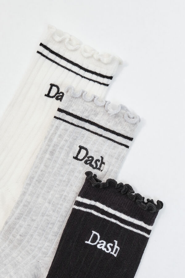 Dash and Stars Pack 3 meias compridas de algod&atilde;o com logo branco