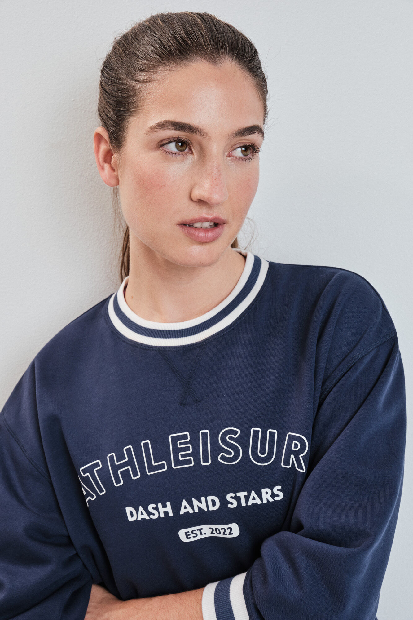 Dash and Stars Sweatshirt college em molet&atilde;o azul