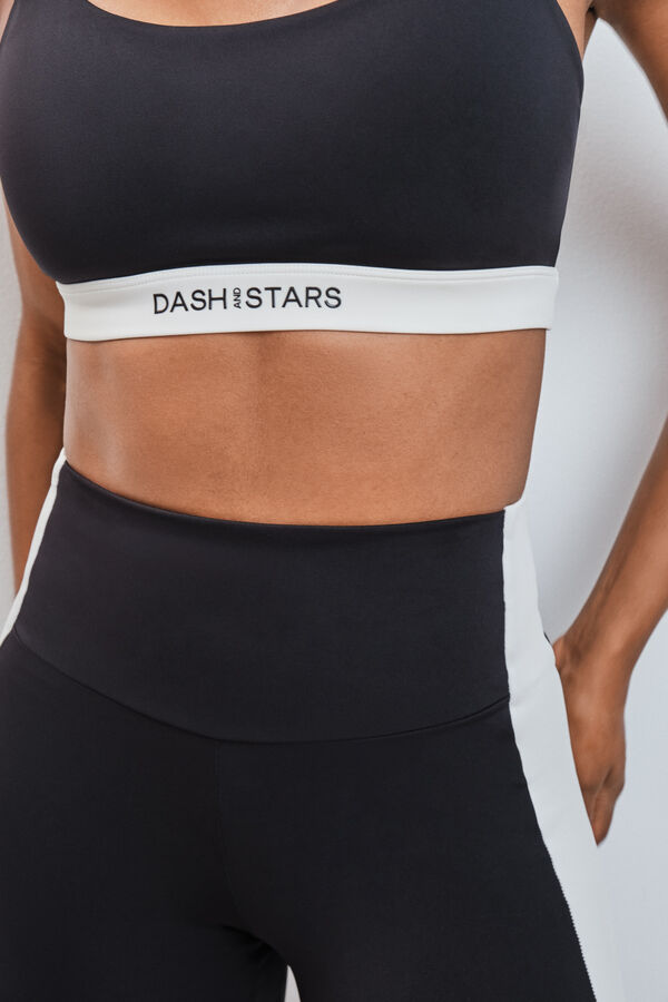 Dash and Stars Leggings compridos 4D STRETCH contraste preto preto