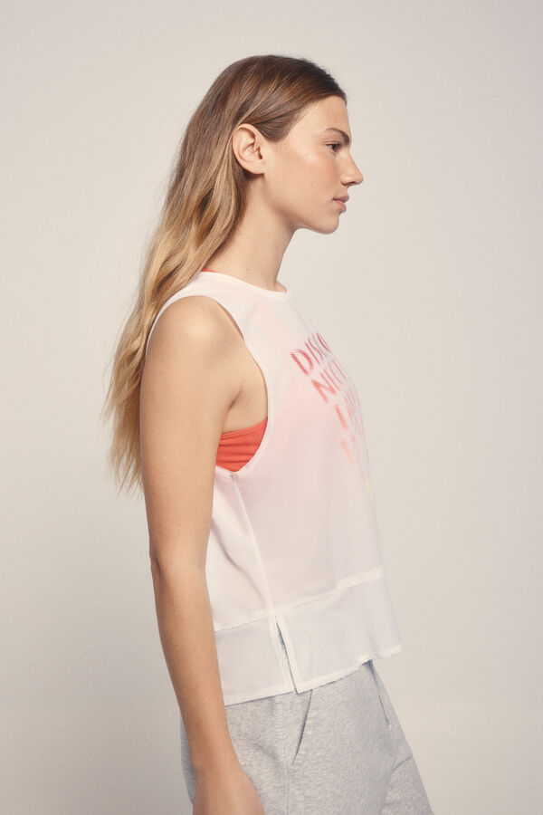 Dash and Stars T-shirt branco com halter beige