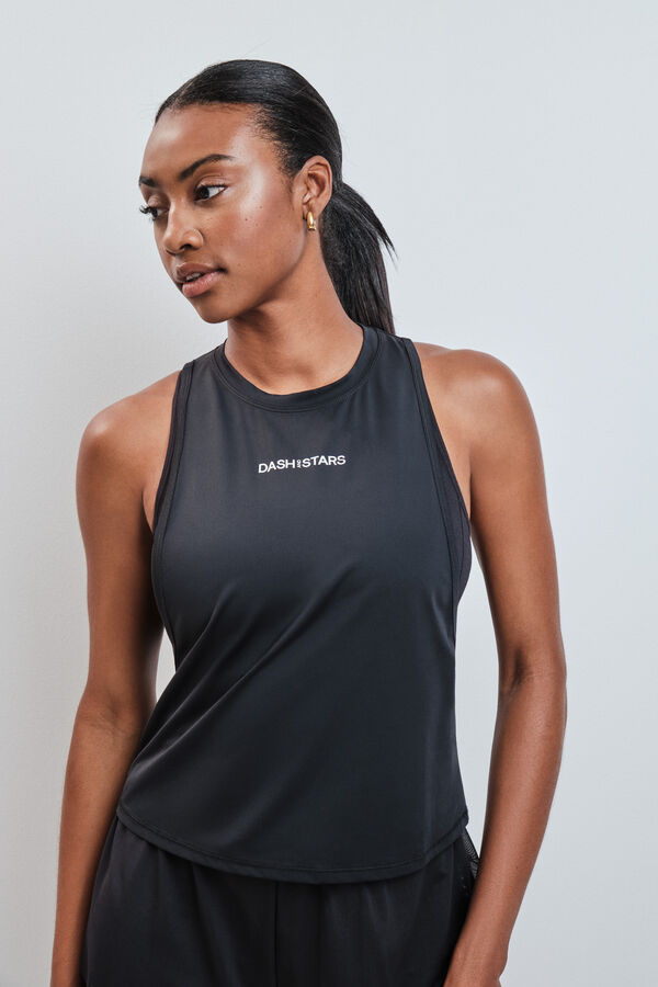 Dash and Stars T-shirt t&eacute;cnica sem mangas preto preto