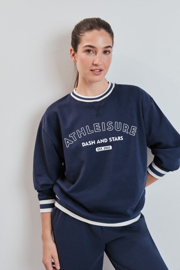 Dash and Stars Sweatshirt college em molet&atilde;o azul azul