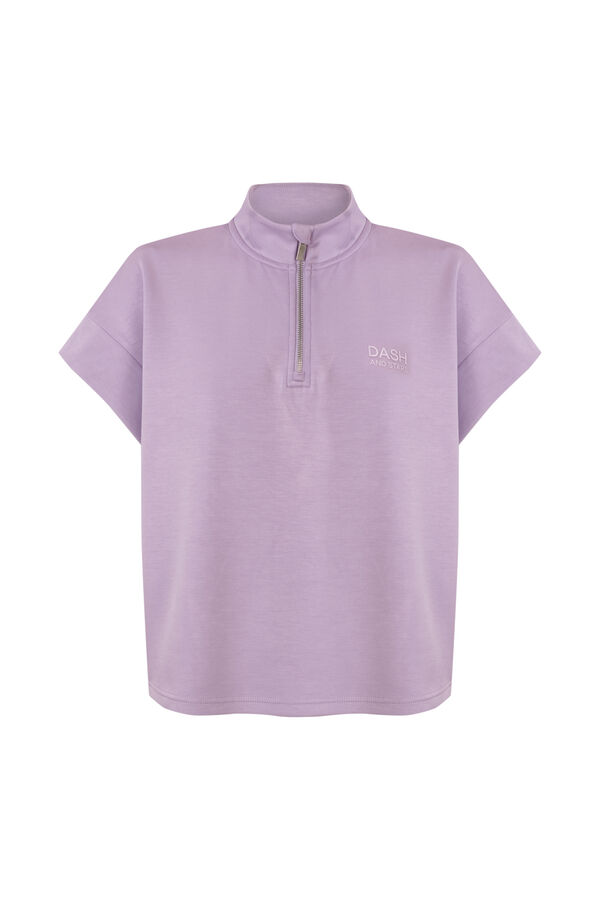 Dash and Stars Sweatshirt manga curta em viscose suave rosa rosa