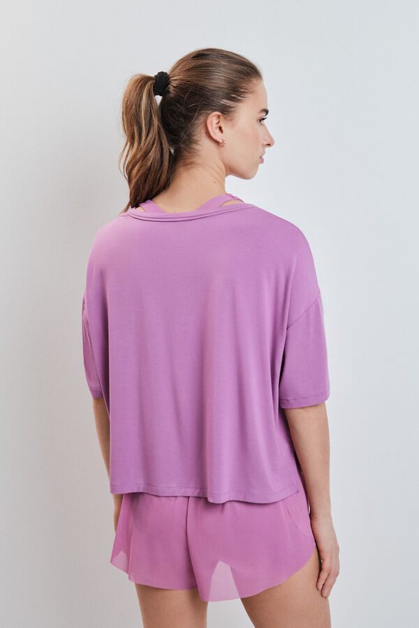 Dash and Stars T-shirt manga curta extrassuave rosa rosa