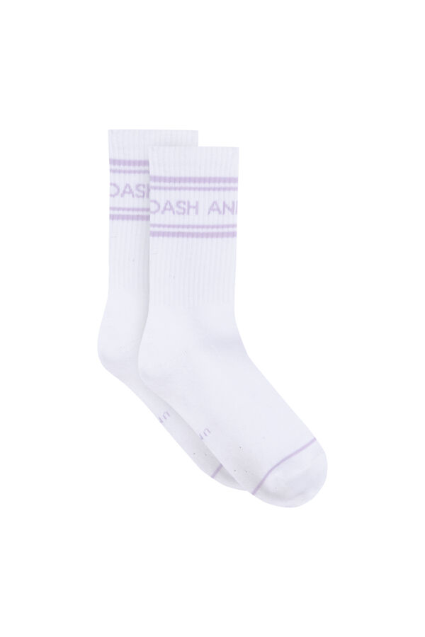 Dash and Stars Pack 3 meias compridas de algod&atilde;o com logo beige