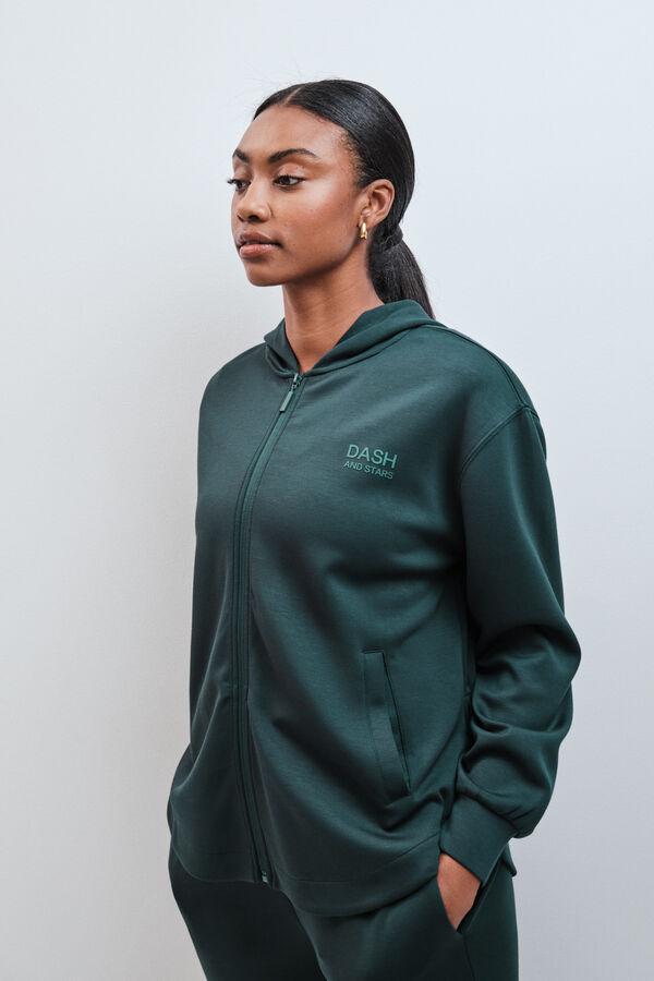 Dash and Stars Sweatshirt com capuz soft touch verde azul