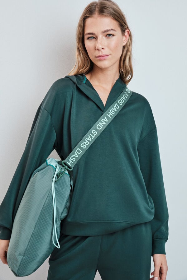 Dash and Stars Mala tote bag acolchoada em nylon verde