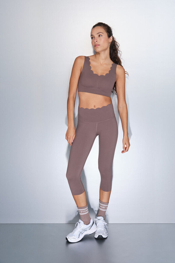 Dash and Stars Leggings compressivas pirata marrom cru