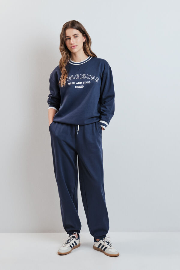 Dash and Stars Cal&ccedil;a reta em felpa azul azul