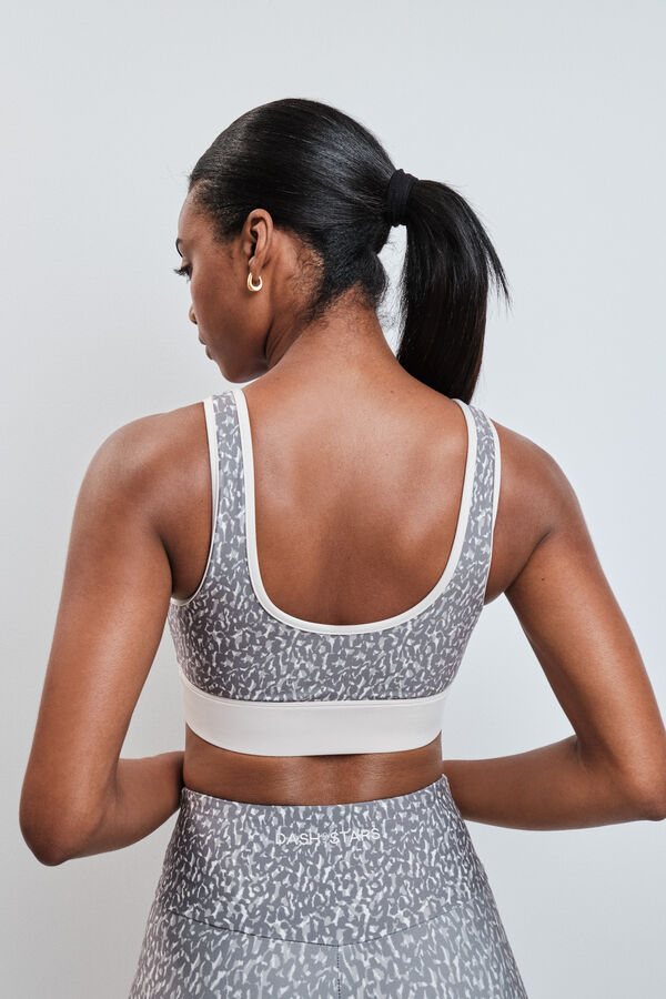 Dash and Stars Soutien desportivo 4D Stretch estampado manchas marrom cru