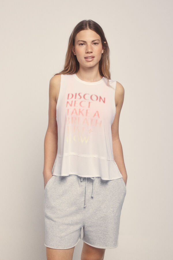 Dash and Stars T-shirt branco com halter beige