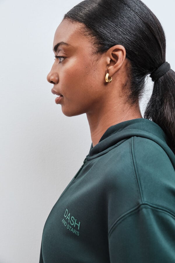 Dash and Stars Sweatshirt com capuz soft touch verde azul