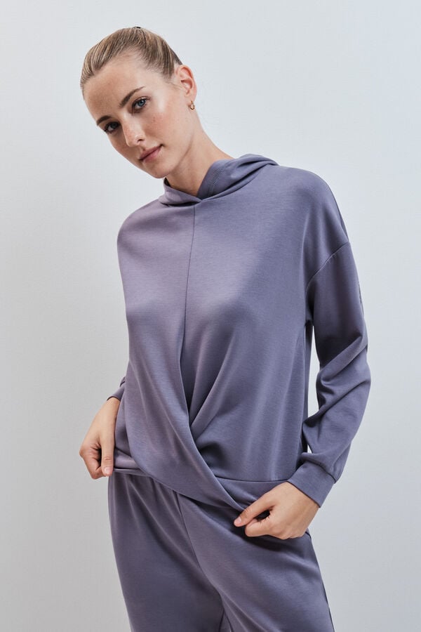 Dash and Stars Sweatshirt com capuz soft touch azul azul