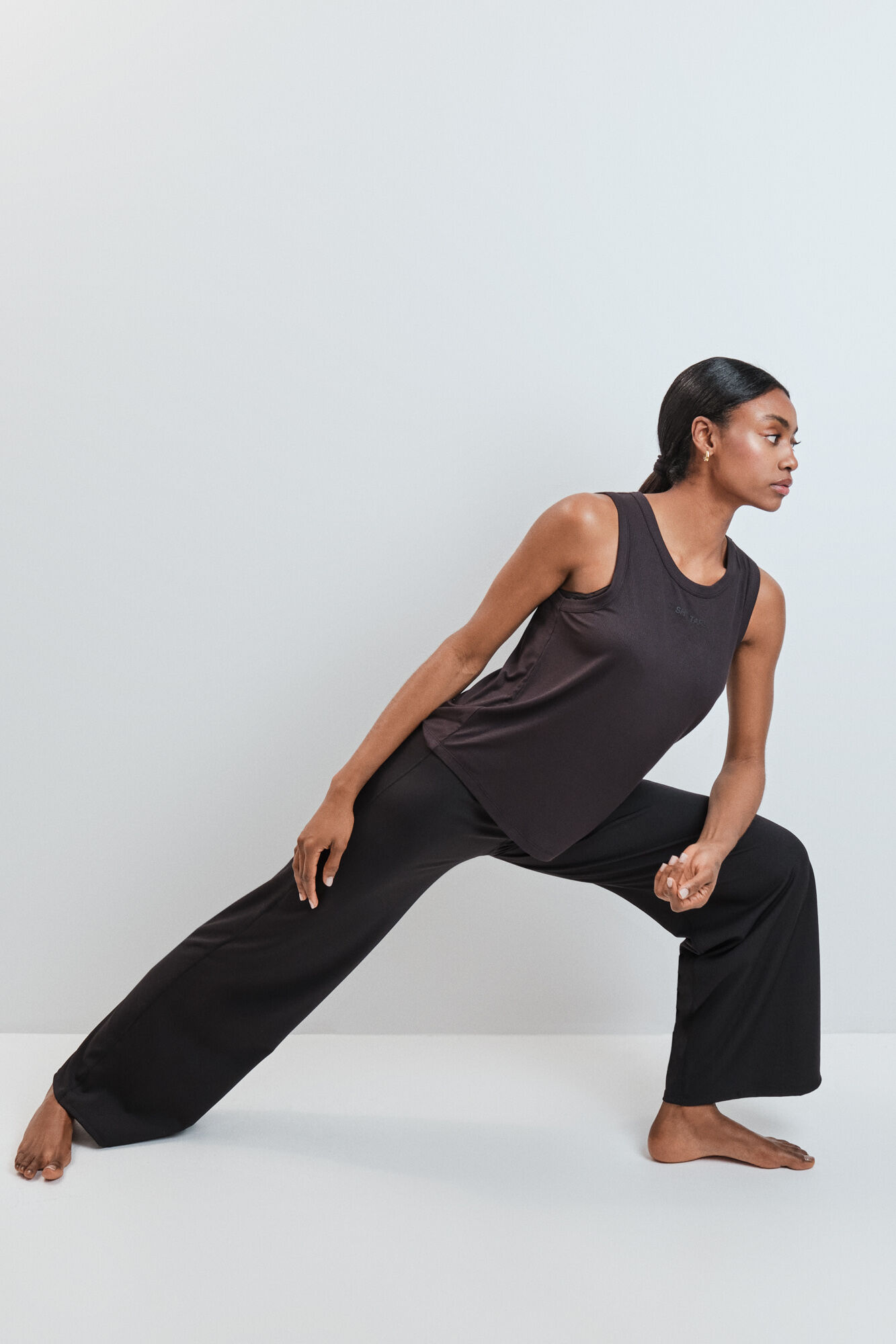 Dash and Stars Pantal&oacute;n largo palazzo rib negro