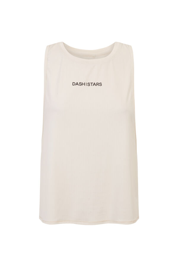 Dash and Stars T-shirt t&eacute;cnica sem mangas branco beige