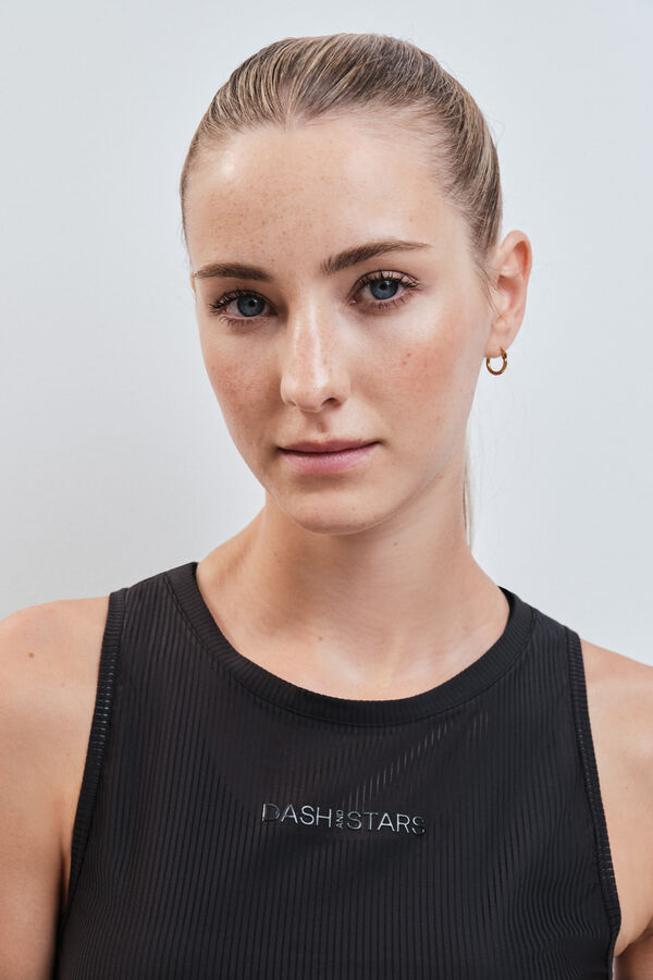 Dash and Stars T-shirt halter semitransparente preto preto