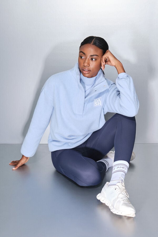 Dash and Stars Fecho-Éclair de lã azul bebê com polar azul