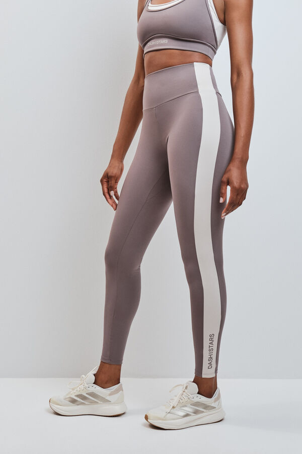 Dash and Stars Leggings compridos 4D STRETCH contraste marrom cru