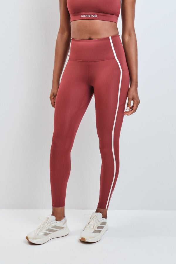 Dash and Stars Legging comprida 4D STRETCH bordeaux vermelho