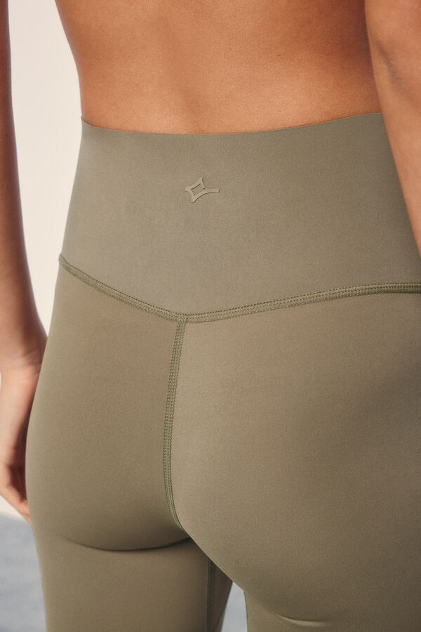 Dash and Stars Leggings cáqui COMPRESSIVAS com logo impressão