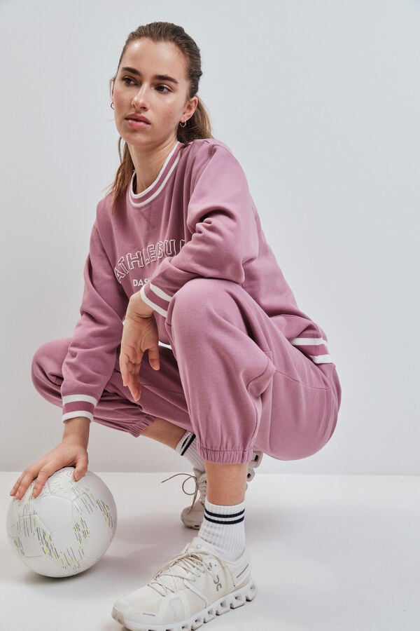 Dash and Stars Cal&ccedil;a reta em felpa rosa rosa