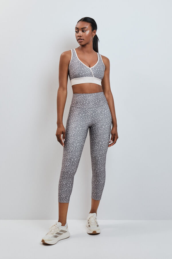 Dash and Stars Soutien desportivo 4D Stretch estampado manchas marrom cru