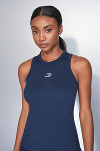 Dash and Stars T-shirt halter de algodão canelado azul