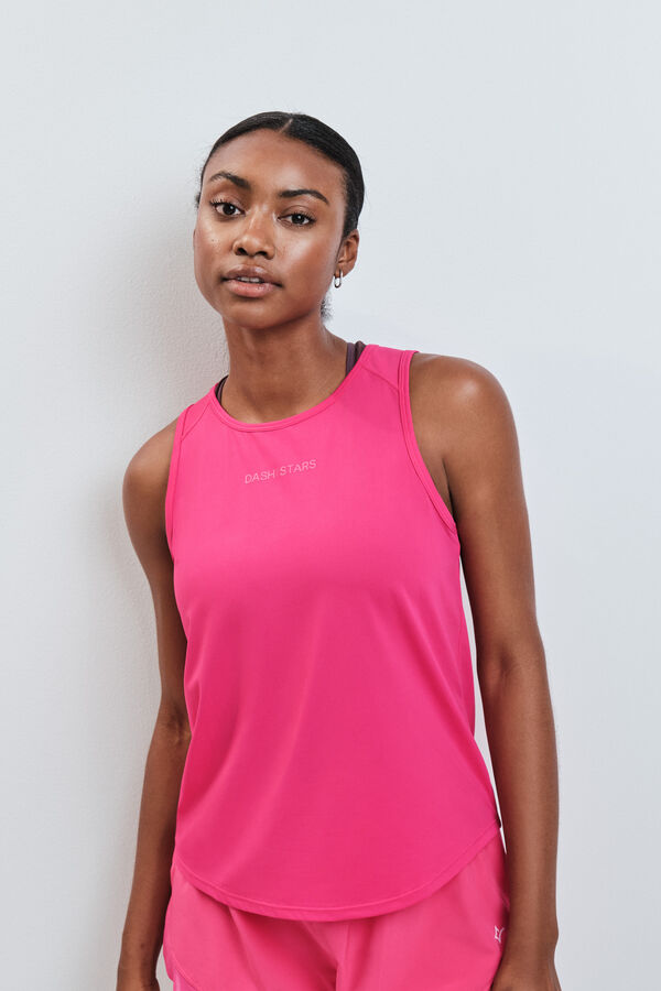 Dash and Stars T-shirt t&eacute;cnica sem mangas rosa rosa
