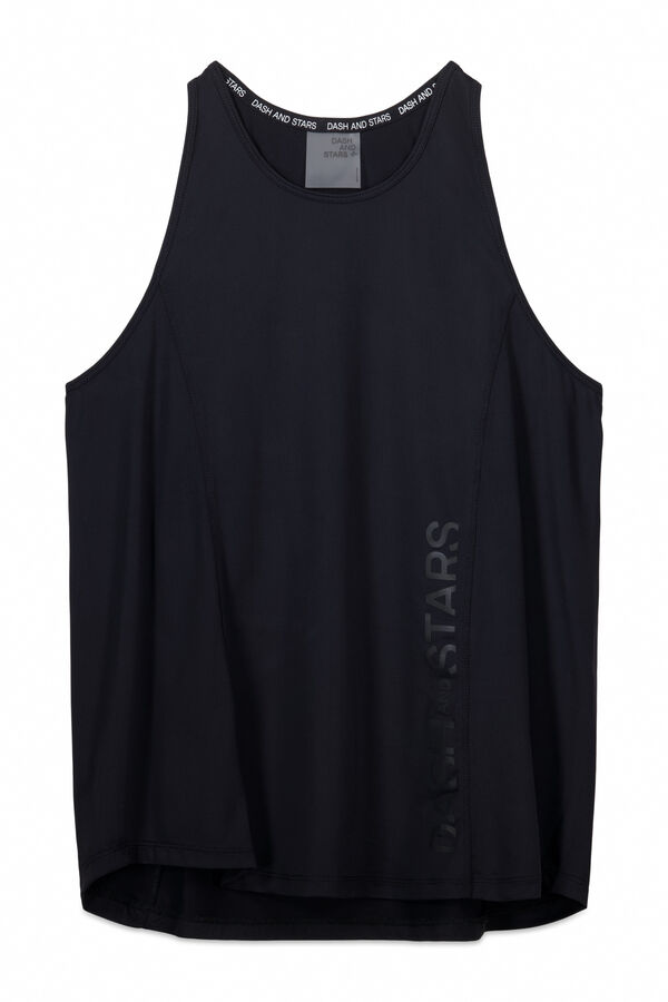 Dash and Stars Camiseta preta de microfibra halter única preto