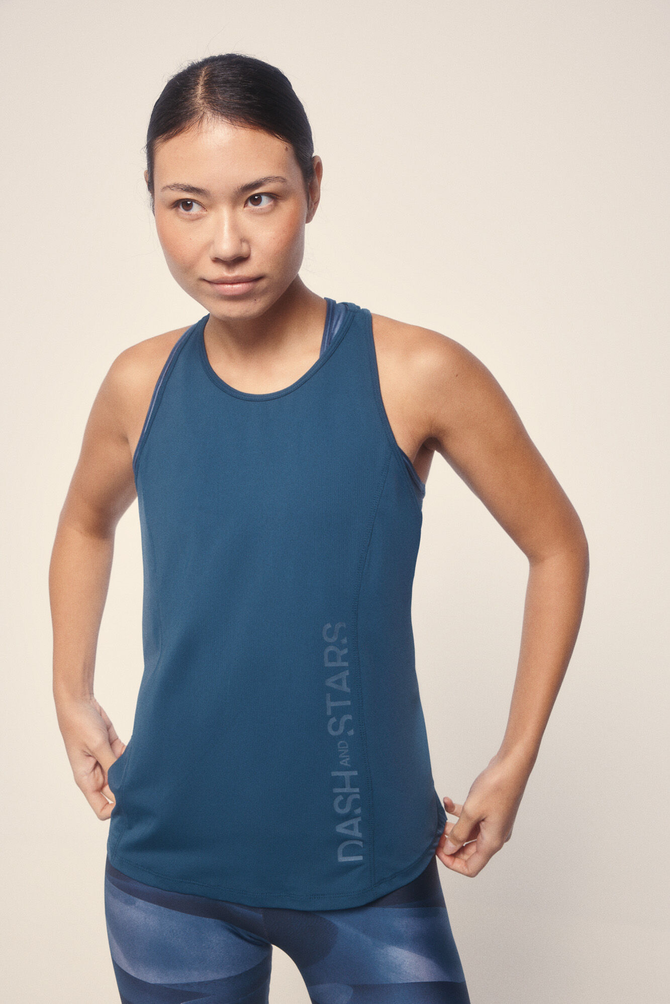 Dash and Stars Camiseta de microfibra halter azul