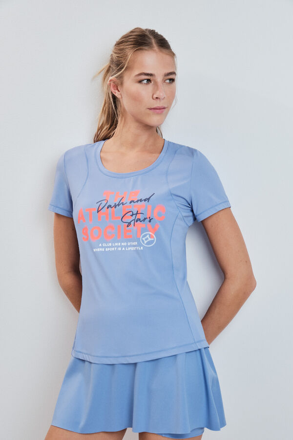 Dash and Stars T-shirt manga curta estampado azul azul