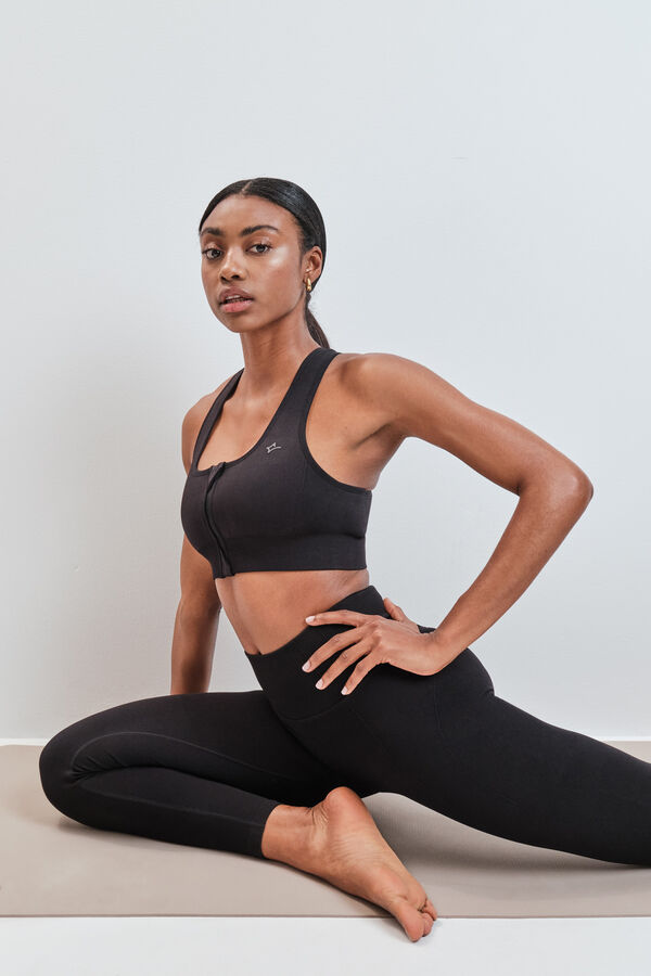 Dash and Stars Soutien desportivo fecho-&eacute;clair central SEAMLESS FIT preto preto