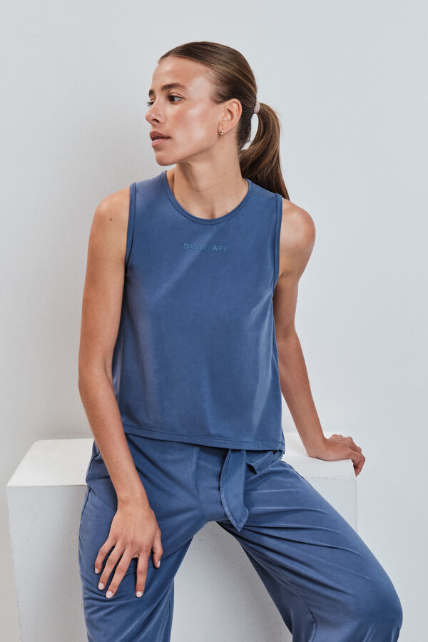 Dash and Stars T-shirt sem mangas soft touch azul azul