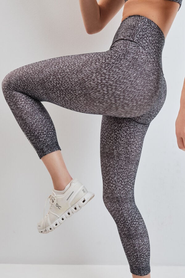 Dash and Stars Leggings 4D STRETCH crop estampado bitonal preto