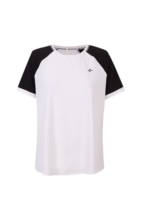 Dash and Stars T-shirt manga curta contraste branca beige